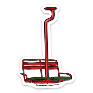 Red Chair Lift Sticker - East Rosebud Fly & Tackle