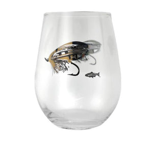 Swung Fly Stemless Wine Glass, Metallic Print